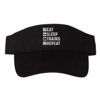 Eat Sleep Trains Repeat Railroad Railway Locomotive Driver Valucap Bio-Washed Visor