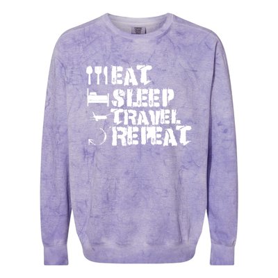 Eat Sleep Travel Repeat Travel Lover Humor Quote Design Gift Colorblast Crewneck Sweatshirt