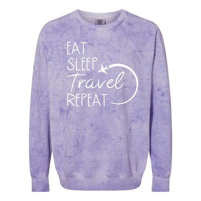 Eat Sleep Travel Repeat Vacation Colorblast Crewneck Sweatshirt