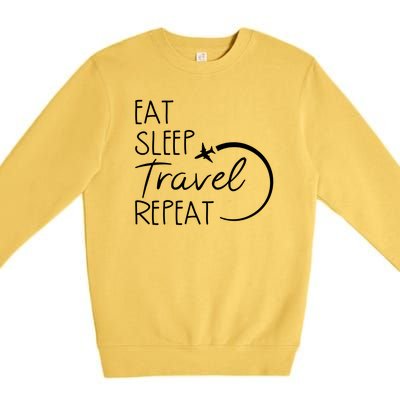 Eat Sleep Travel Repeat Vacation Premium Crewneck Sweatshirt