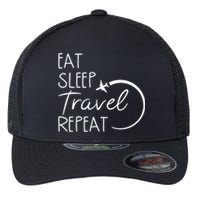 Eat Sleep Travel Repeat Vacation Flexfit Unipanel Trucker Cap