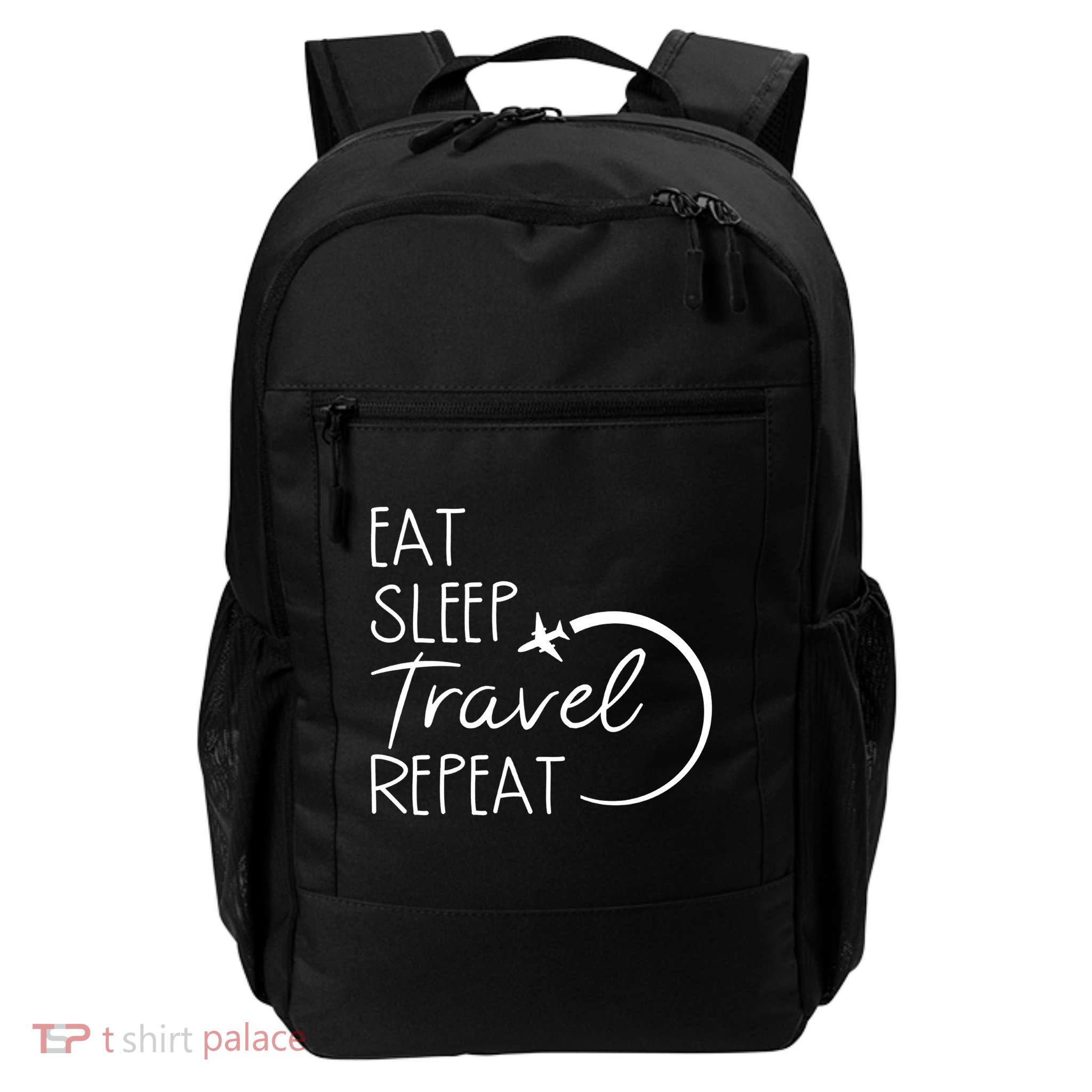 Eat Sleep Travel Repeat Vacation Daily Commute Backpack