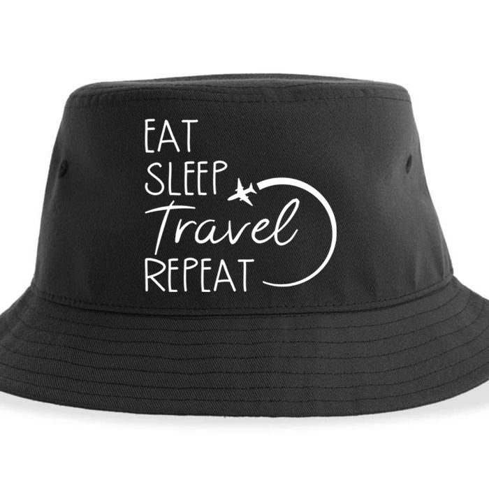 Eat Sleep Travel Repeat Vacation Sustainable Bucket Hat