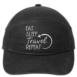 Eat Sleep Travel Repeat Vacation 7-Panel Snapback Hat