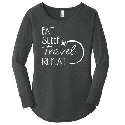 Eat Sleep Travel Repeat Vacation Women's Perfect Tri Tunic Long Sleeve Shirt