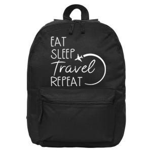 Eat Sleep Travel Repeat Vacation 16 in Basic Backpack