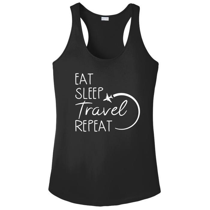 Eat Sleep Travel Repeat Vacation Ladies PosiCharge Competitor Racerback Tank