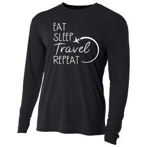 Eat Sleep Travel Repeat Vacation Cooling Performance Long Sleeve Crew