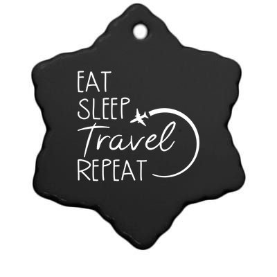 Eat Sleep Travel Repeat Vacation Ceramic Star Ornament