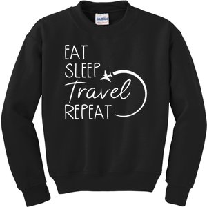 Eat Sleep Travel Repeat Vacation Kids Sweatshirt