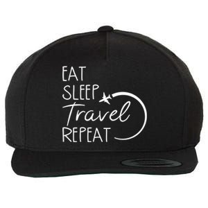 Eat Sleep Travel Repeat Vacation Wool Snapback Cap