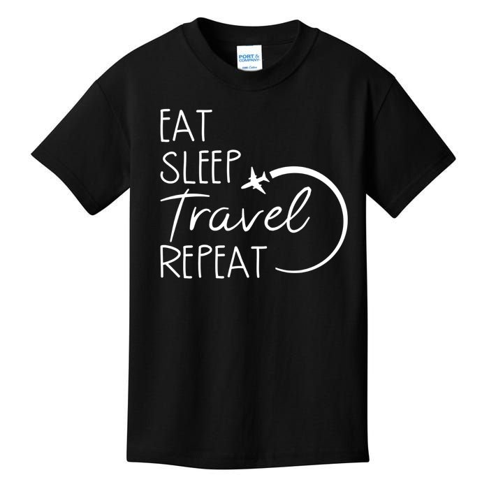 Eat Sleep Travel Repeat Vacation Kids T-Shirt