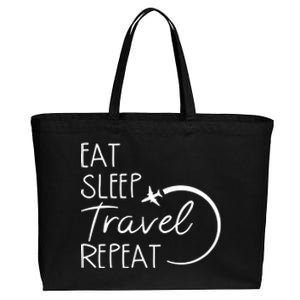 Eat Sleep Travel Repeat Vacation Cotton Canvas Jumbo Tote