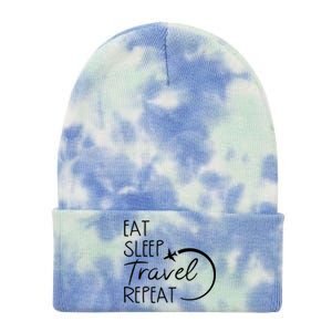 Eat Sleep Travel Repeat Vacation Tie Dye 12in Knit Beanie