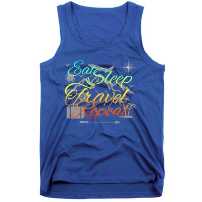 Eat Sleep Travel Repeat Traveler World Backpacker Adventure Gift Tank Top