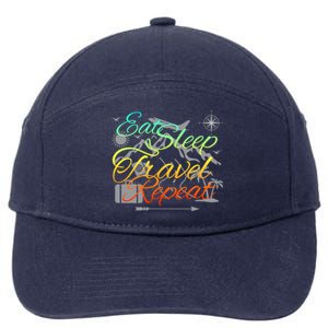 Eat Sleep Travel Repeat Traveler World Backpacker Adventure Gift 7-Panel Snapback Hat