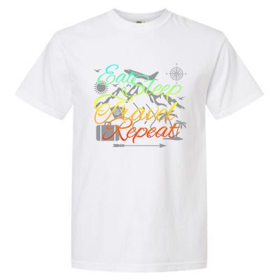 Eat Sleep Travel Repeat Traveler World Backpacker Adventure Gift Garment-Dyed Heavyweight T-Shirt