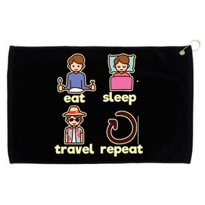 Eat Sleep Travel Repeat Traveling Camping Traveler World Meaningful Gift Grommeted Golf Towel