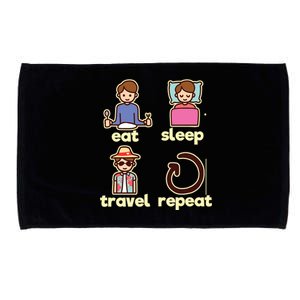 Eat Sleep Travel Repeat Traveling Camping Traveler World Meaningful Gift Microfiber Hand Towel