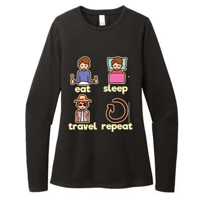 Eat Sleep Travel Repeat Traveling Camping Traveler World Gift Womens CVC Long Sleeve Shirt