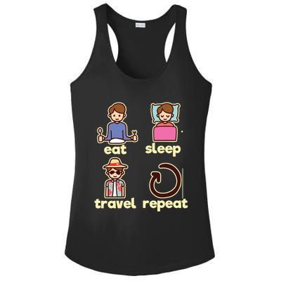 Eat Sleep Travel Repeat Traveling Camping Traveler World Gift Ladies PosiCharge Competitor Racerback Tank