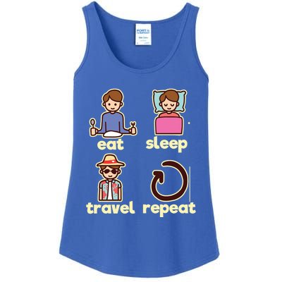 Eat Sleep Travel Repeat Traveling Camping Traveler World Gift Ladies Essential Tank