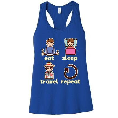 Eat Sleep Travel Repeat Traveling Camping Traveler World Gift Women's Racerback Tank