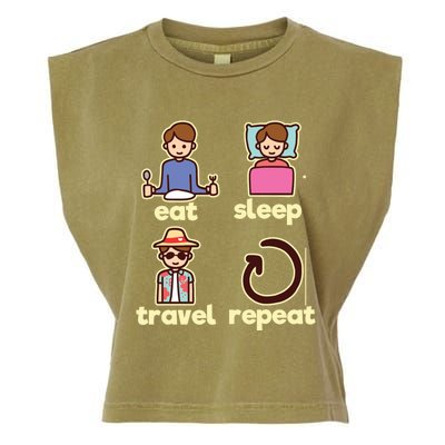 Eat Sleep Travel Repeat Traveling Camping Traveler World Gift Garment-Dyed Women's Muscle Tee