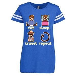 Eat Sleep Travel Repeat Traveling Camping Traveler World Gift Enza Ladies Jersey Football T-Shirt