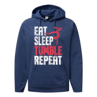 Eat Sleep Tumble Repeat Gymnast Aerobics Gymnastics Lover Performance Fleece Hoodie