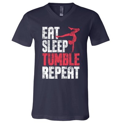 Eat Sleep Tumble Repeat Gymnast Aerobics Gymnastics Lover V-Neck T-Shirt