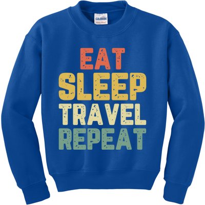 Eat Sleep Travel Repeat Travelling Traveller Vintage Gift Kids Sweatshirt