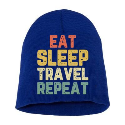 Eat Sleep Travel Repeat Travelling Traveller Vintage Gift Short Acrylic Beanie