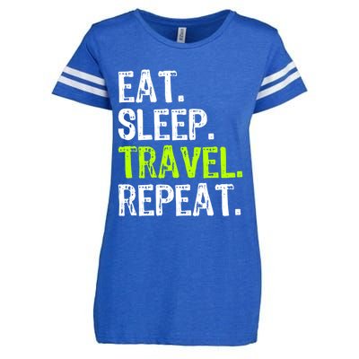 Eat Sleep Travel Repeat Travellng Traveler Funny Gift Enza Ladies Jersey Football T-Shirt