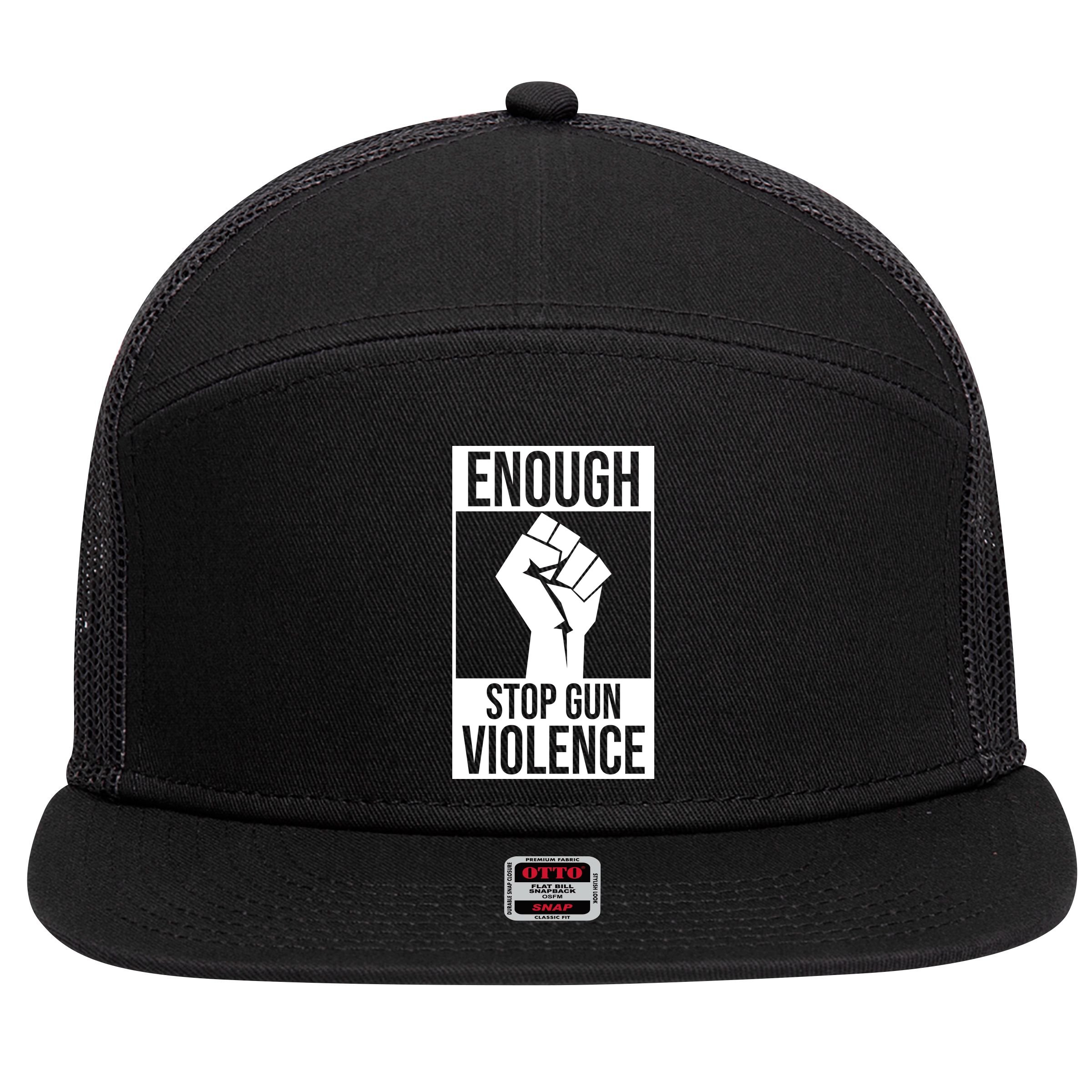 Enough Stop The Violence Fist 7 Panel Mesh Trucker Snapback Hat