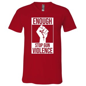 Enough Stop The Violence Fist V-Neck T-Shirt