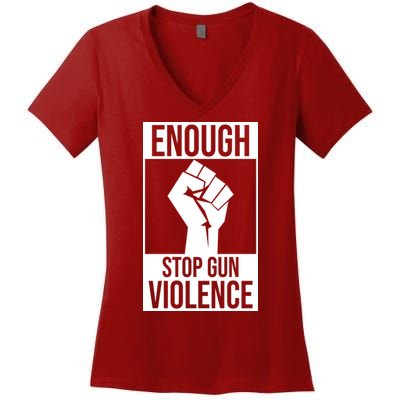 Enough Stop The Violence Fist Women's V-Neck T-Shirt