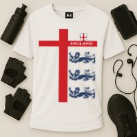 England Soccer Three Lions Flag Cooling Performance Crew T-Shirt