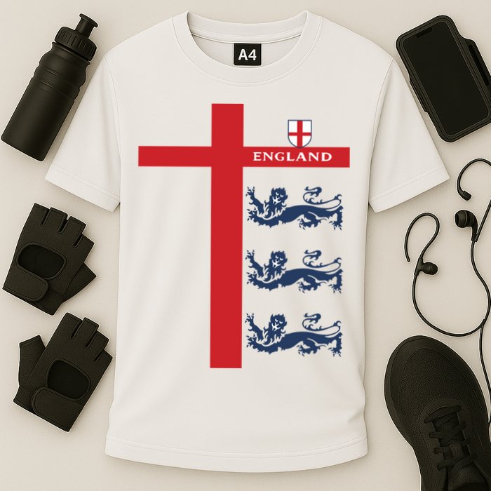 England Soccer Three Lions Flag Cooling Performance Crew T-Shirt