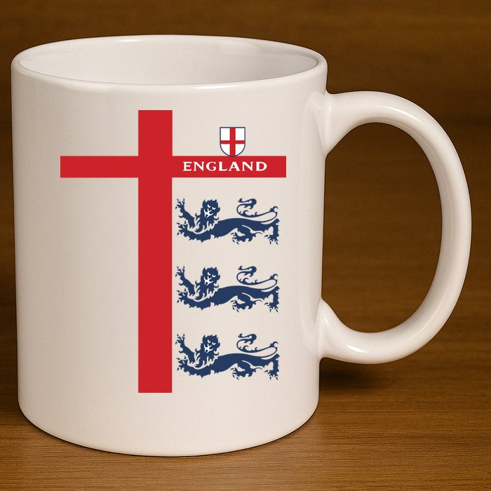 England Soccer Three Lions Flag 11oz C Handle Ceramic Mug