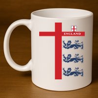 England Soccer Three Lions Flag 11oz C Handle Ceramic Mug