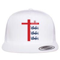England Soccer Three Lions Flag Flat Bill Trucker Hat