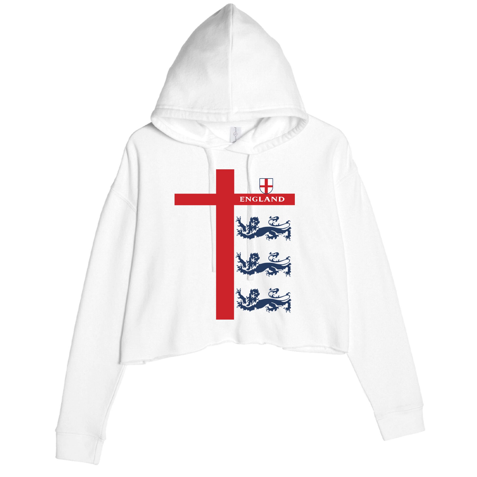 England Soccer Three Lions Flag Crop Fleece Hoodie