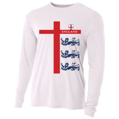 England Soccer Three Lions Flag Cooling Performance Long Sleeve Crew