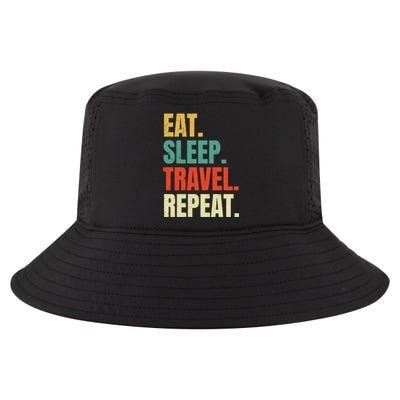 Eat Sleep Travel Repeat Vintage World Traveler Traveling Meaningful Gift Cool Comfort Performance Bucket Hat