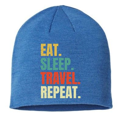 Eat Sleep Travel Repeat Vintage World Traveler Traveling Meaningful Gift Sustainable Beanie