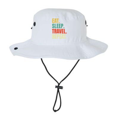 Eat Sleep Travel Repeat Vintage World Traveler Traveling Meaningful Gift Legacy Cool Fit Booney Bucket Hat