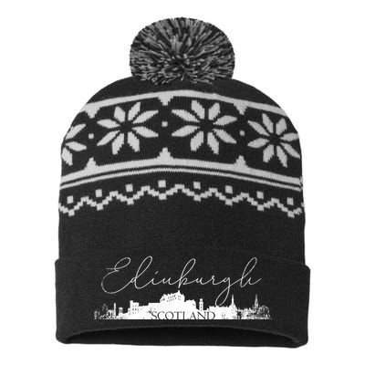 Edinburgh Scotland Tourist Graphic Skyline City Gift USA-Made Snowflake Beanie