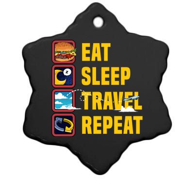 Eat Sleep Travel Repeat World Travel Lover Buddies Traveller Gift Ceramic Star Ornament