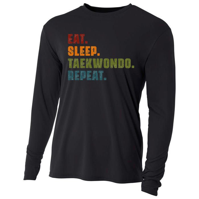 Eat Sleep Taekwondo Repeat Taekwondo Funny Retro Vintage Cooling Performance Long Sleeve Crew